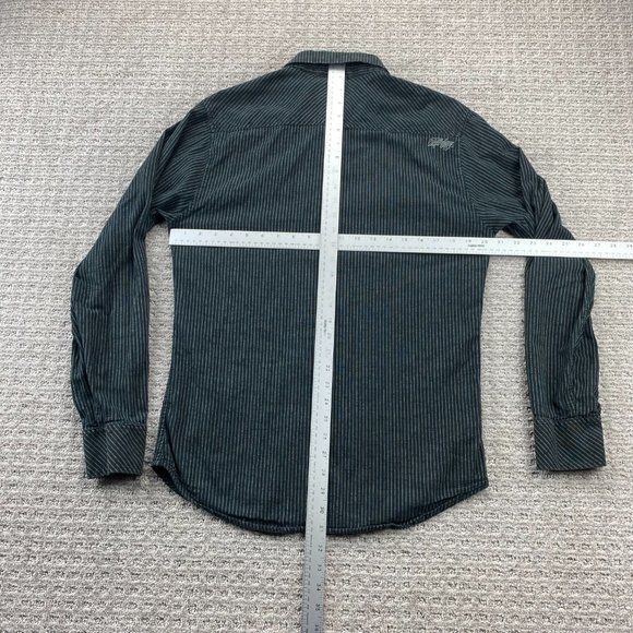 Billabong Shirt Men Large Black White Stripes Button Up Long Sleeve Embroidered - Picture 11 of 13